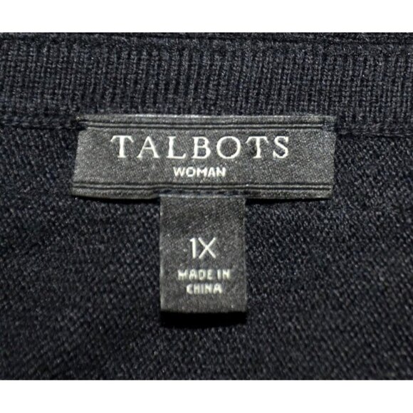 Talbots Women's Black Half Sleeve Knit Tee Plus Size 1X Sequin Stretch MINT - Picture 9 of 11